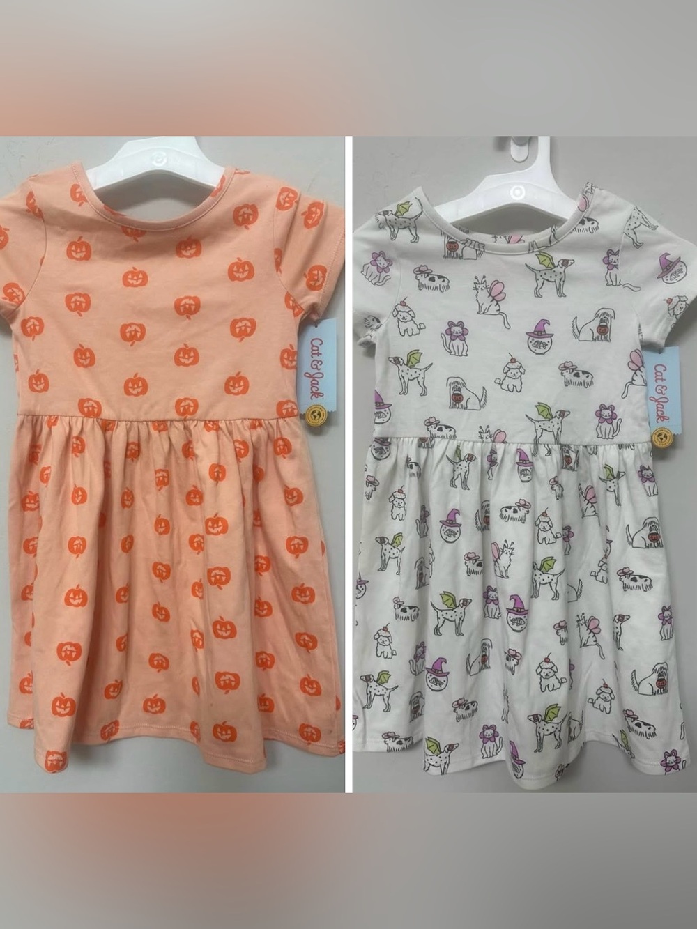 Cat & Jack White Short Sleeve Halloween Dresses - Set of 2
